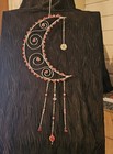 Handmade Bohemian Crescent Moon Red Glass Bead Suncatcher Shiny Finish
