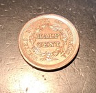 1853 Braided Hair Half Cent  Au At Least  Beautiful Coin 