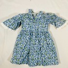 Handmade Blue Floral Dress W  Plaid Pinafore Apron For 18  American Girl Doll