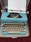 1957 Royal Quiet De Luxe Typewriter W case Blue Works Nice