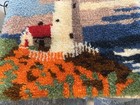 Finished Latch Hook Rug wall Hanging  Lighthouse   Ocean Coastal Scene