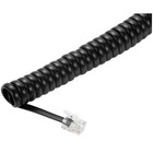 New In Bag   12ft Coiled Handset Telephone phone Cord cable wire 4p4c  black
