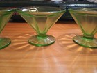Set Of 4 Vintage Uranimun Glass Dessert Or Sherbet Cup  Glows In Black Light  