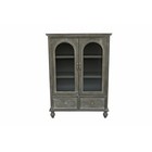 Storage Cabinet  Distressed Wood Kitchen Pantry Cabinet With 2 Glass Doors