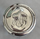 Antique Small Cut Crystal Dresser Powder Jar Rouge Pot Vanity Sterling Lid Beads