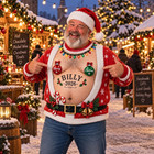 Custom Funny Fake Abs Body Ugly Christmas Sweater  Xmas Gag Gift For Men Women