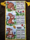  j-s 1990 Finished Jewel Home Felt Wall Calendar Banner 23x12 Gorgeous     j-s