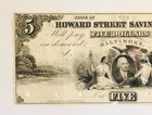  5 Proof Howard Street Savings Bank Baltimore Md Maryland Obsolete Currency Note