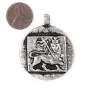 Silver Circular Lion Of Judah Pendant Ethiopia African White Metal Large Hole