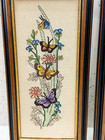 Vintage 2 Pair Needlepoint Cross-stich Monarch Butterfly Flower Decor Wall Art
