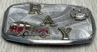 Vintage Fireman Fire Fighter Belt Buckle Fire Truck Ray Hook Fast