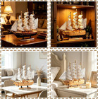 Wooden Sailboat Model Decor Miniature Sailing Boat Ship Home Decor