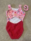 Destira Christmas Leotard Girls Size Medium Pink Red Gymnastics Santa Unicorn