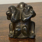 Antique Cast Metal 3 Monkeys  no Evil  Paperweight The Crane   Breed Casket Co 