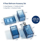 4 Pcs Bathroom Toothbrush Holder Blue Accessories Set Navy Soap Dispenser
