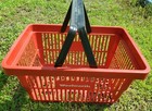 Vintage Red Woolworth Dept  Store  Plastic Hand Shopping Basket Collectible