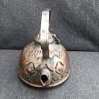 Antique Turkish Ottoman Silver Plated Hammered Whistle Tea Kettle Copper Etched