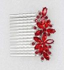 Gorgeous Red Rhinestone Crystal Floral Hair Comb