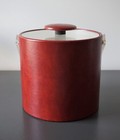 Georges Briard Ice Bucket Vintage Reddish Brown Vinyl Acrylic Handle    read