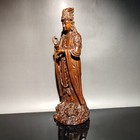 Vintage Chinese Antique Wooden Carving Kwan-yin Figure Guanyin Wood Buddha Decor