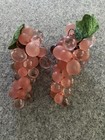 Vintage Lucite Grape Cluster 5  Pink Mcm Mid Century Modern Home Decor Fruit 