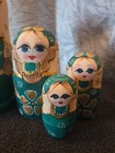 Vintage Wood Burned 7 Piece Russian Wooden Nesting Dolls Matryoshka Hand Painted