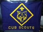 Vtg New Sealed Cub Scouts Wolf Den Flag Banner Official Blue Blue Yellow Flag
