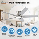 52 Inch Ceiling Fans With Lights And Remote  Brushed Nickel Flush Mount Low Prof