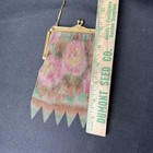 Vtg Antique Art Nouveau Gold French Steel Micro Bead Floral Fringe Purse 6   
