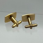 Vintage Gold Tone Ribbed Rectangular Cufflinks Mid Century Modern Formal Wear