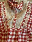 Vintage Girls Red Gingham Dress Lace Collar Prairie Cottage Picnic Toddler Dress