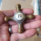 Antique Architectural Salvage Brass Hot Cold Porcelain Tub Faucet Knobs