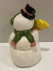 Vtg Hand Painted Ceramic Mold Snowman  Signed Blm 5 