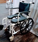 Vevor Shower Bathroom Wheelchair Adjustable Rolling Commode Transport Chair