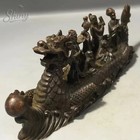 Ancient Chinese Antique Bronze Eight Immortals Dragon Boat Statue