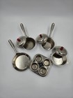 Vintage Mid-century Toy Cookware Lot     Stainless aluminum Play Kitchen 