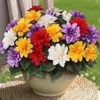  Bundles Artificial Dahlia Flowers For Outdoors Spring Summer 8 Mixed Color