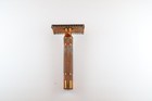 Rare Vtg Gold Gillette Razor Shaver Double Edge  Pat  17567  W case-razors Usa