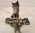 Vintage Miniature Austrian Bronze Mama Cat And 3 Kittens Drinking Milk