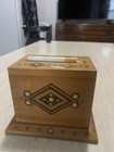 Mid Century Vintage Carved Wood Cigarette Dispenser Dispensing Box 