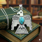 Turquoise 925 Sterling Silver Thunderbird Pendant Necklace Handmade Jewelry