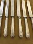 Lot Of 6 Vtg 1847 Rogers Heraldic Dinner Knives  Hammered International Exc