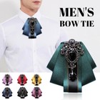 Men Bow Tie Rhinestone Crystal Satin Tied Necktie Formal Wedding Party Black