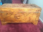 Antique Chinese japanese Warriors Camphor Wood W flower Carvings Asian Trunk