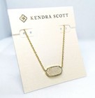 New Kendra Scott Elisa Gold Pendant Necklace In Iridescent White Drusy