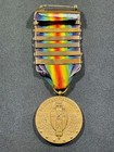 Ww1 Wwi Military Us Army Allied Victory Medal W  6 Service Bars Awards