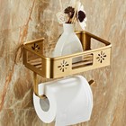 Antique Brass Shower Caddy Storage Shelf Bathroom Rack With Towel Paper Holder