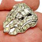 Two Sparkly Antique Art Deco Shoe Clips Clear Rhinestone Silver Tone Pat 1852188