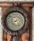 Antique 1914 Black Forest Style Ornately Carved Educational School Barometer