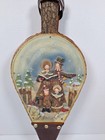 Vintage Fireplace Bellows With Christmas Carolers Leather  Brass  Wood Decor 